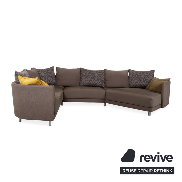 Rolf Benz Onda Fabric Corner Sofa Grey Rounded Back Left Chaise Longue Couch