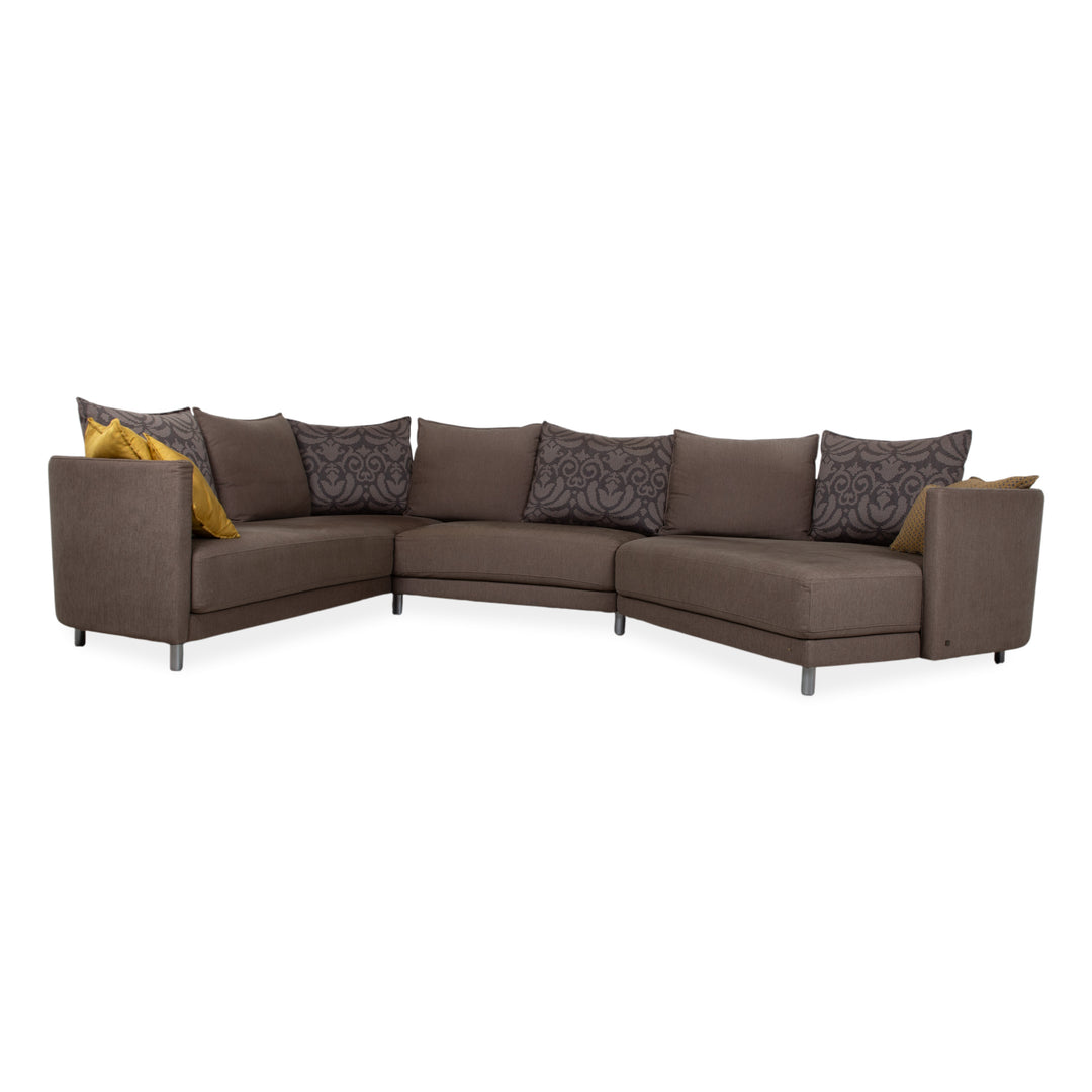 Rolf Benz Onda Fabric Corner Sofa Grey Rounded Back Left Chaise Longue Couch