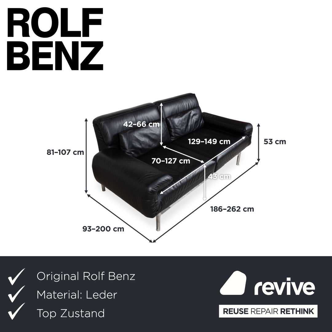 Rolf Benz Plura Leder Chrom Sofa Schwarz Zweisitzer Couch Funktion Relaxfunktion