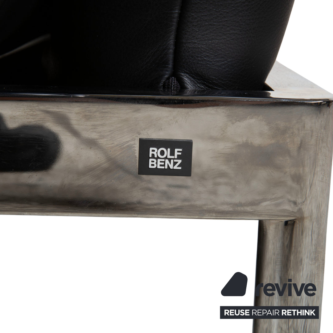 Rolf Benz Plura Leder Chrom Sofa Schwarz Zweisitzer Couch Funktion Relaxfunktion