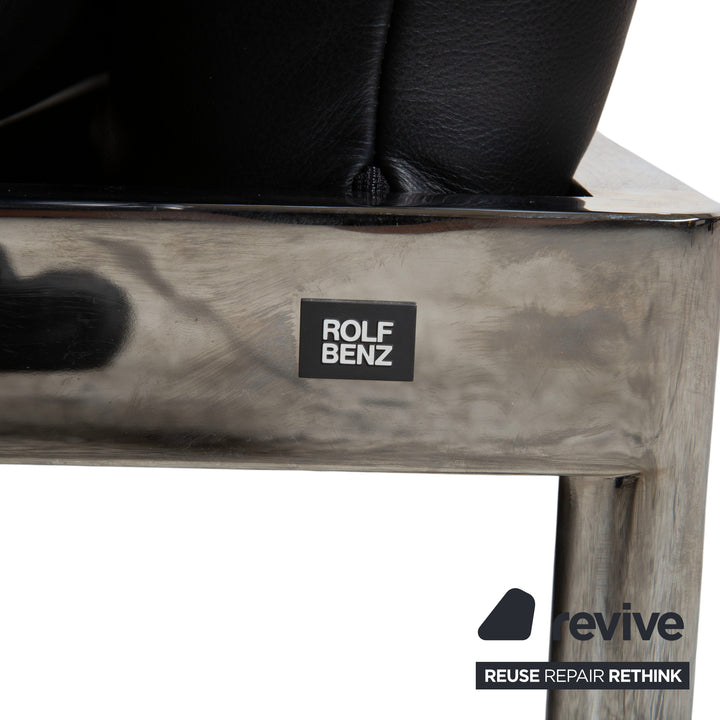 Rolf Benz Plura Leder Chrom Sofa Schwarz Zweisitzer Couch Funktion Relaxfunktion