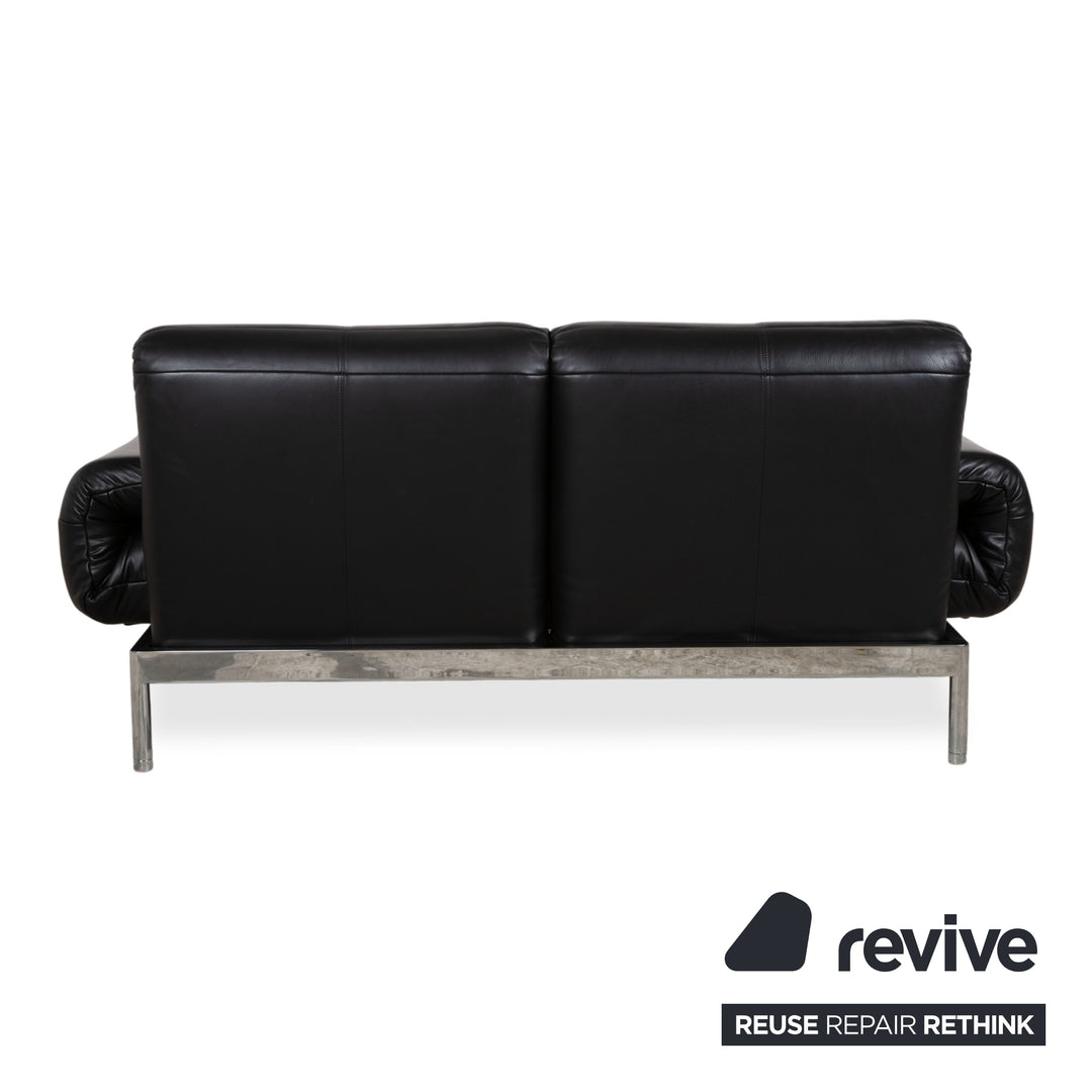 Rolf Benz Plura Leder Chrom Sofa Schwarz Zweisitzer Couch Funktion Relaxfunktion