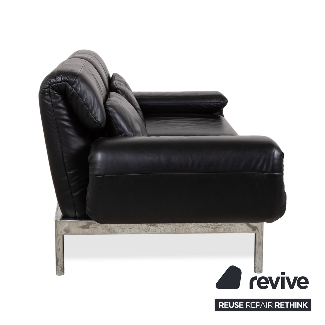 Rolf Benz Plura Leder Chrom Sofa Schwarz Zweisitzer Couch Funktion Relaxfunktion
