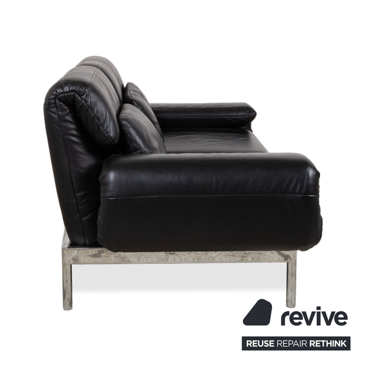 Rolf Benz Plura Leder Chrom Sofa Schwarz Zweisitzer Couch Funktion Relaxfunktion