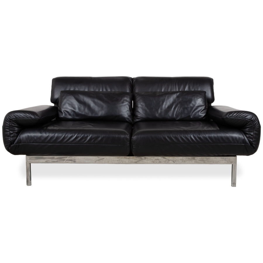 Rolf Benz Plura Leder Chrom Sofa Schwarz Zweisitzer Couch Funktion Relaxfunktion