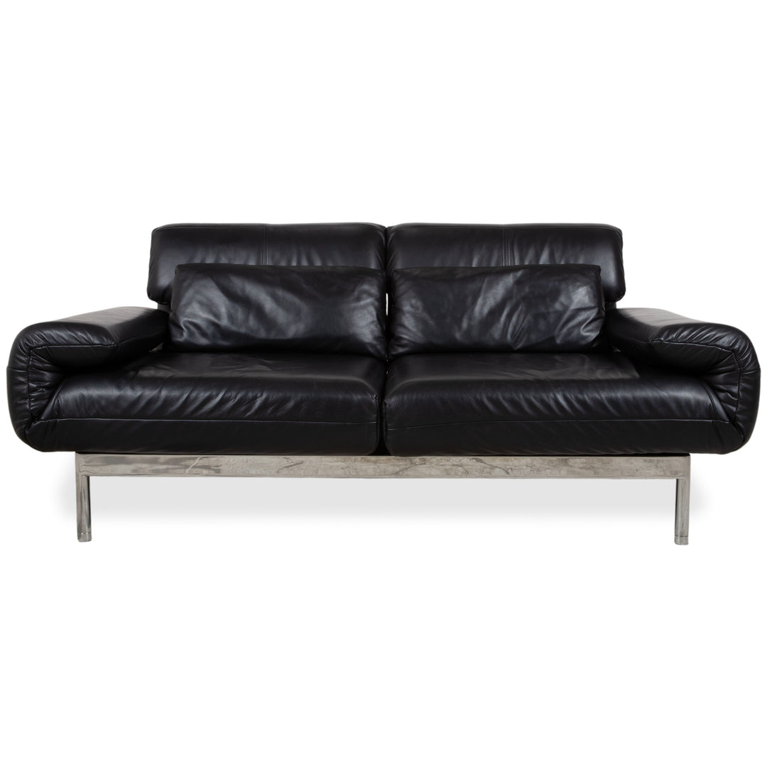 Rolf Benz Plura Leder Chrom Sofa Schwarz Zweisitzer Couch Funktion Relaxfunktion