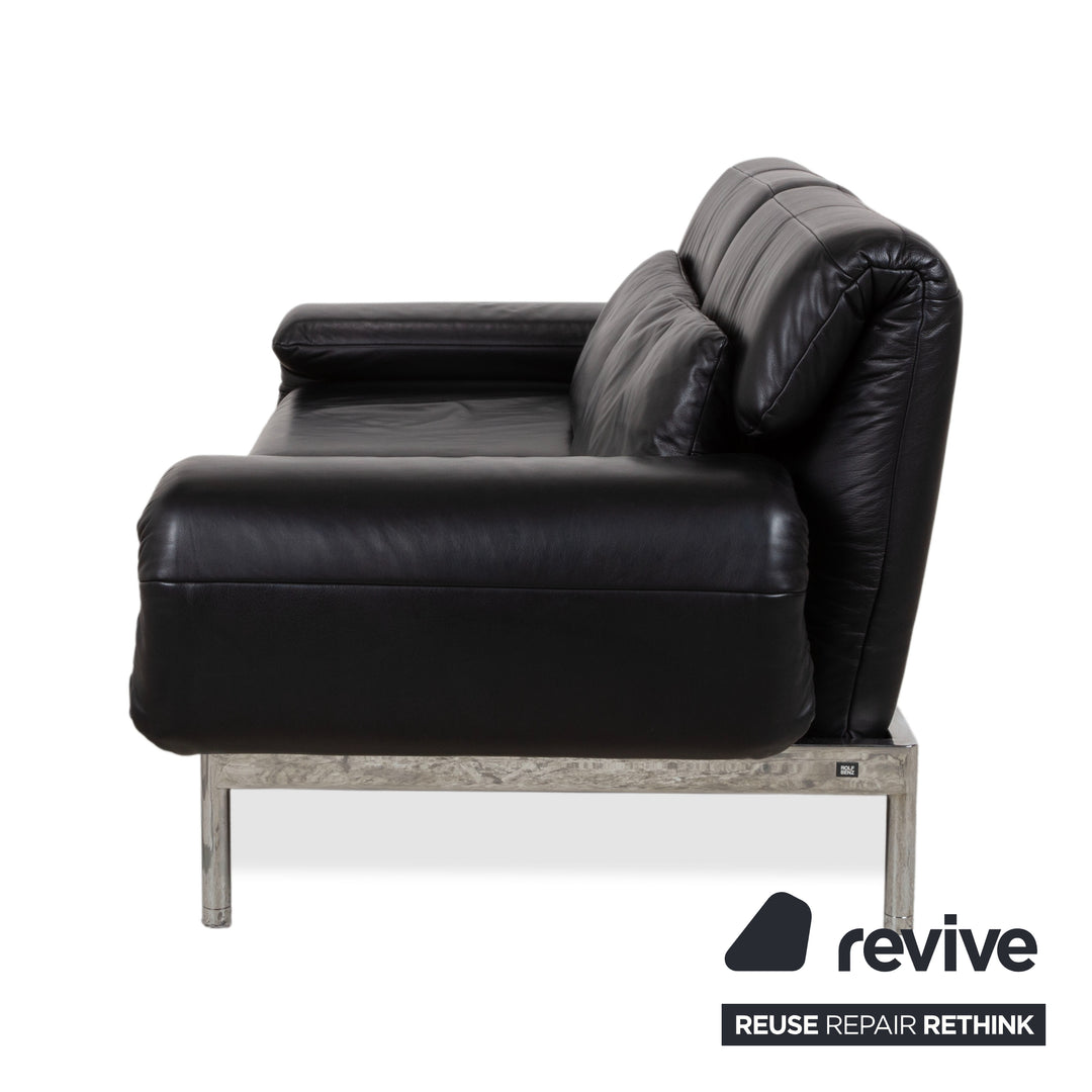 Rolf Benz Plura Leder Chrom Sofa Schwarz Zweisitzer Couch Funktion Relaxfunktion