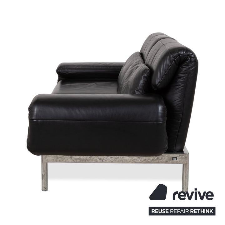 Rolf Benz Plura Leder Chrom Sofa Schwarz Zweisitzer Couch Funktion Relaxfunktion