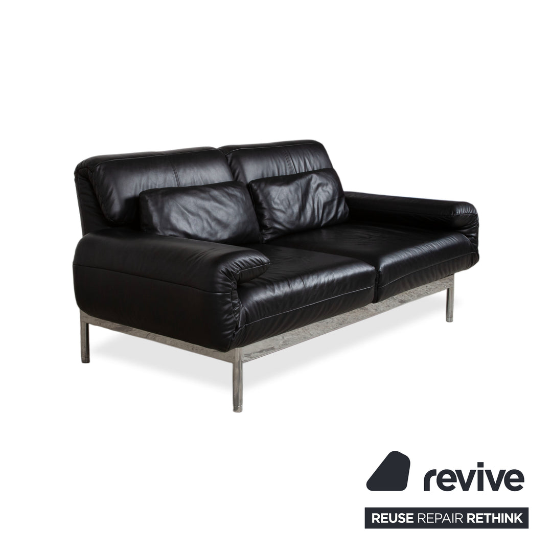 Rolf Benz Plura Leder Chrom Sofa Schwarz Zweisitzer Couch Funktion Relaxfunktion