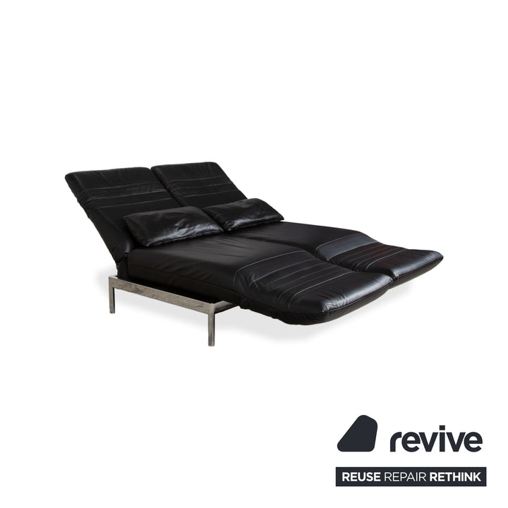 Rolf Benz Plura Leder Chrom Sofa Schwarz Zweisitzer Couch Funktion Relaxfunktion