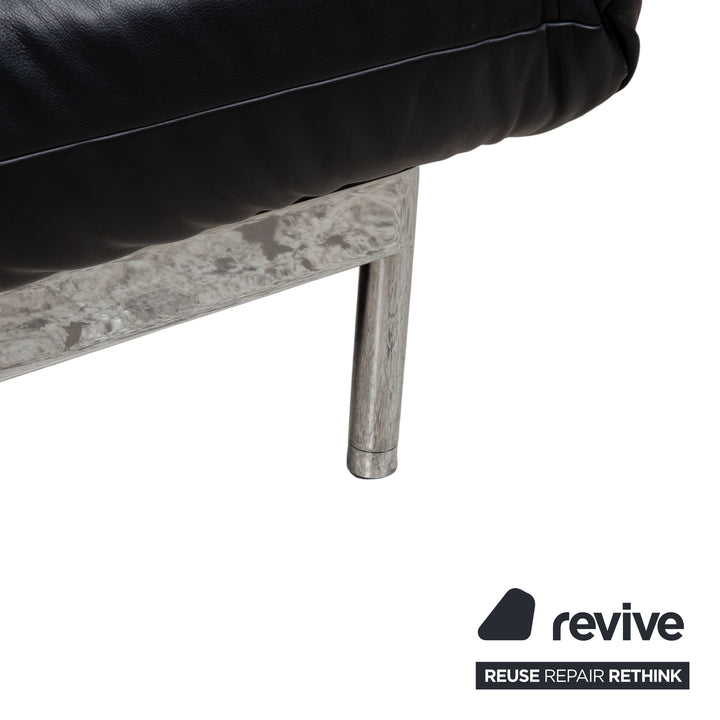 Rolf Benz Plura Leder Chrom Sofa Schwarz Zweisitzer Couch Funktion Relaxfunktion