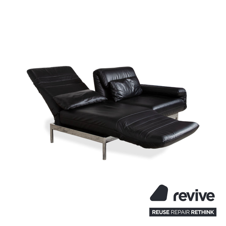 Rolf Benz Plura Leder Chrom Sofa Schwarz Zweisitzer Couch Funktion Relaxfunktion