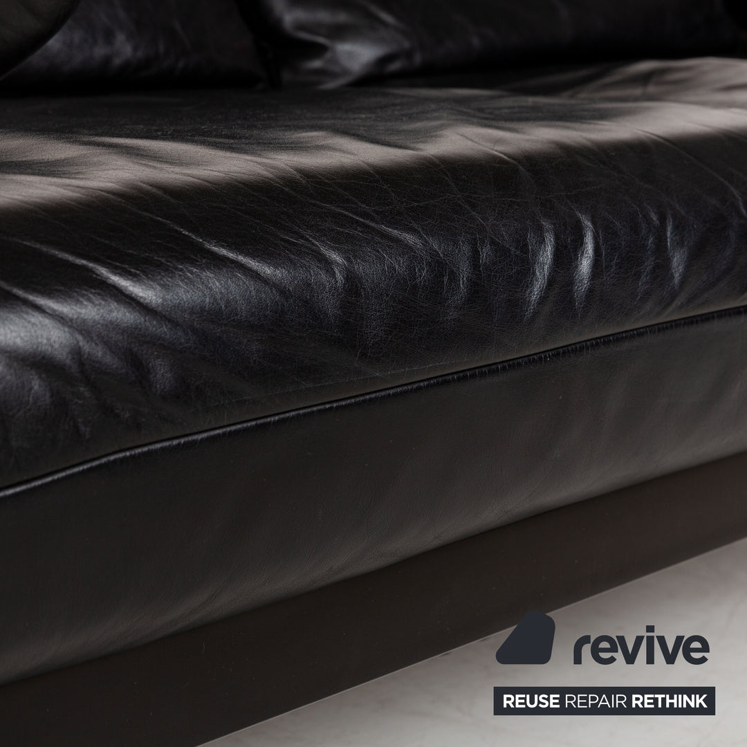 Rolf Benz Plura Leder Dreisitzer Schwarz manuelle Funktion Sofa Couch