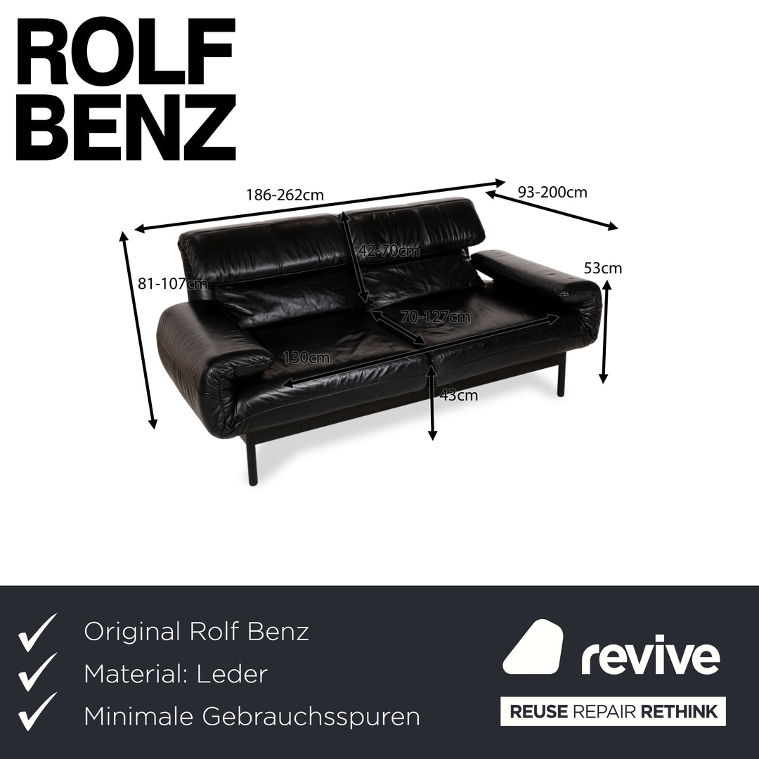 Rolf Benz Plura Leder Dreisitzer Schwarz manuelle Funktion Sofa Couch