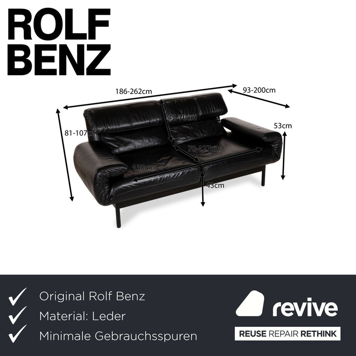 Rolf Benz Plura Leder Dreisitzer Schwarz manuelle Funktion Sofa Couch