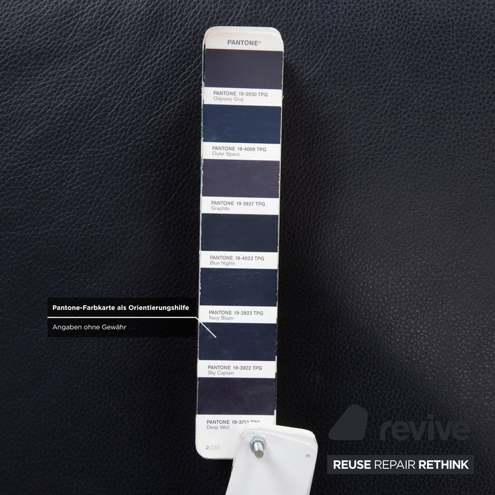 Rolf Benz Plura Leder Dunkelblau Ecksofa Hocker manuelle Funktion Sofa Couch