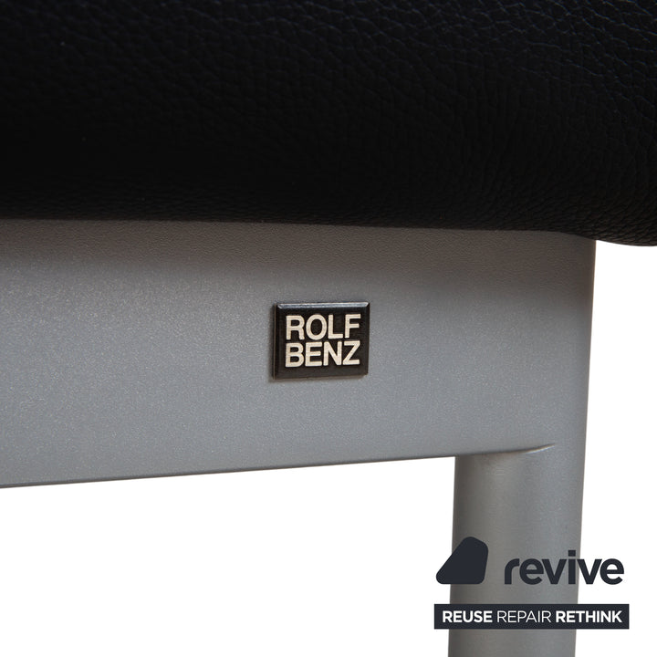 Rolf Benz Plura Leder Dunkelblau Ecksofa Hocker manuelle Funktion Sofa Couch