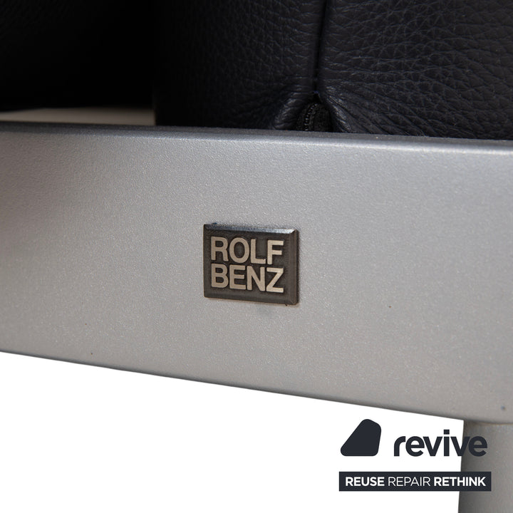 Rolf Benz Plura Leder Dunkelblau Ecksofa manuelle Funktion Sofa Couch