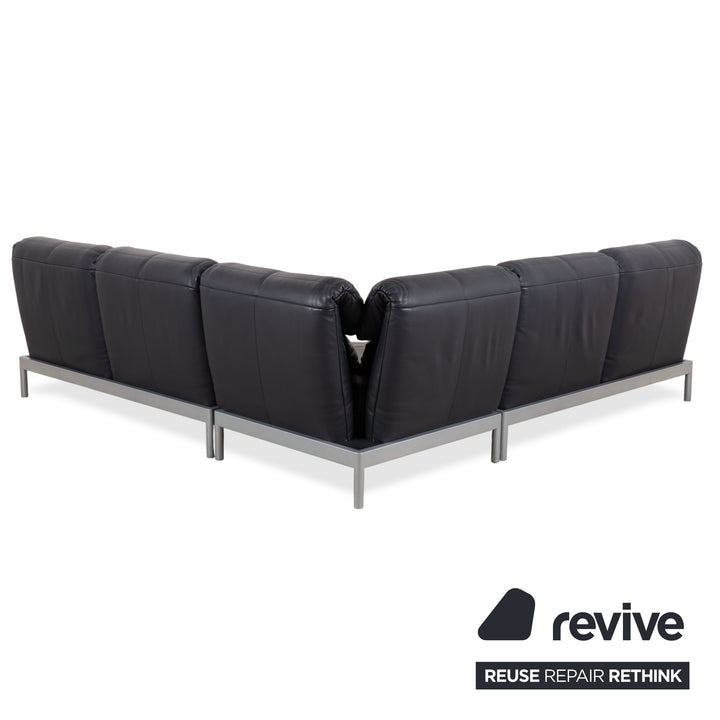 Rolf Benz Plura Leder Dunkelblau Ecksofa manuelle Funktion Sofa Couch