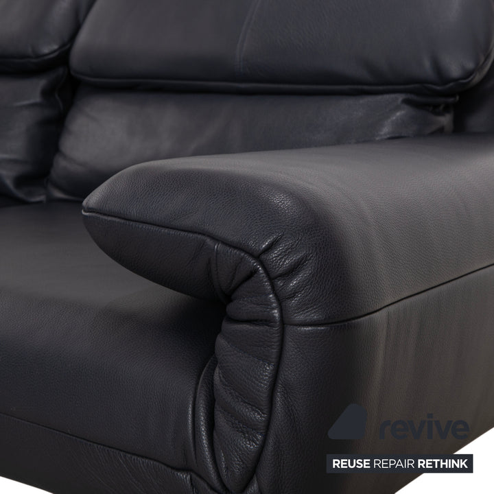 Rolf Benz Plura Leder Dunkelblau Ecksofa manuelle Funktion Sofa Couch