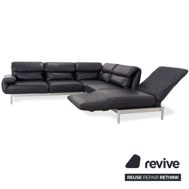 Rolf Benz Plura Leder Dunkelblau Ecksofa manuelle Funktion Sofa Couch