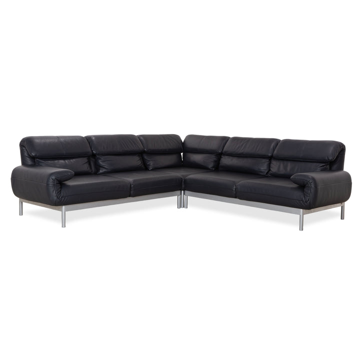 Rolf Benz Plura Leder Dunkelblau Ecksofa manuelle Funktion Sofa Couch