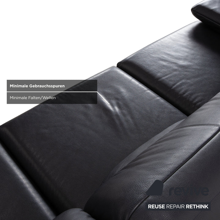 Rolf Benz Plura Leder Dunkelblau Ecksofa manuelle Funktion Sofa Couch