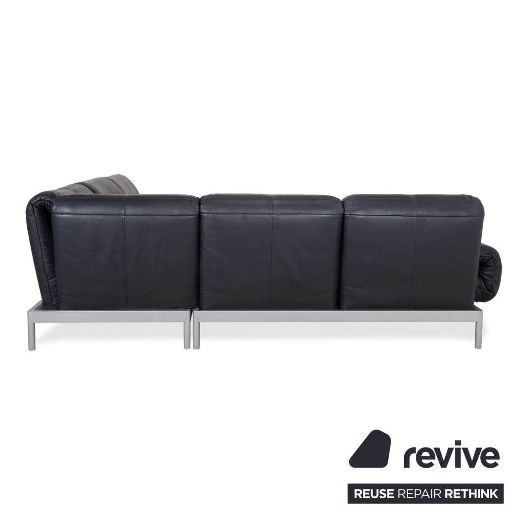 Rolf Benz Plura Leder Dunkelblau Ecksofa manuelle Funktion Sofa Couch
