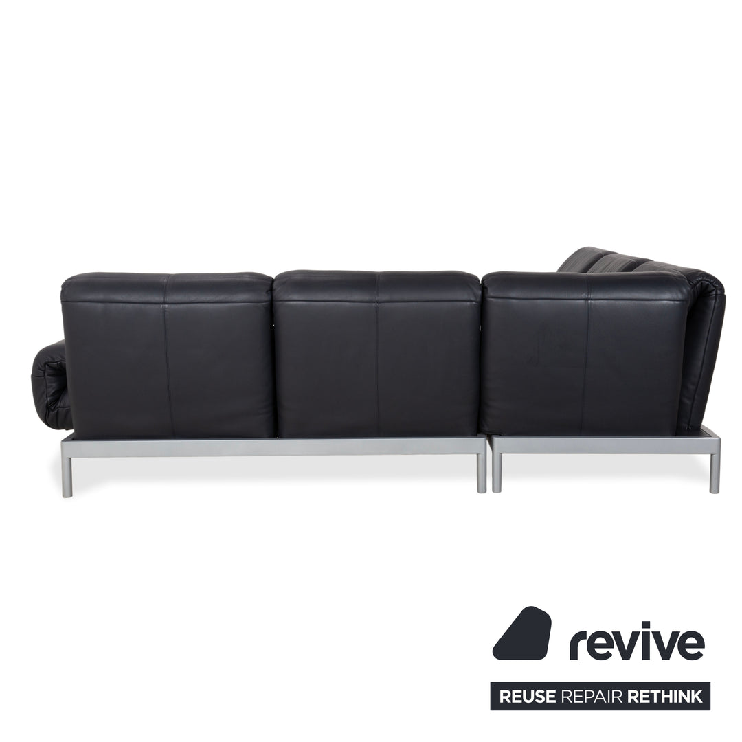 Rolf Benz Plura Leder Dunkelblau Ecksofa manuelle Funktion Sofa Couch