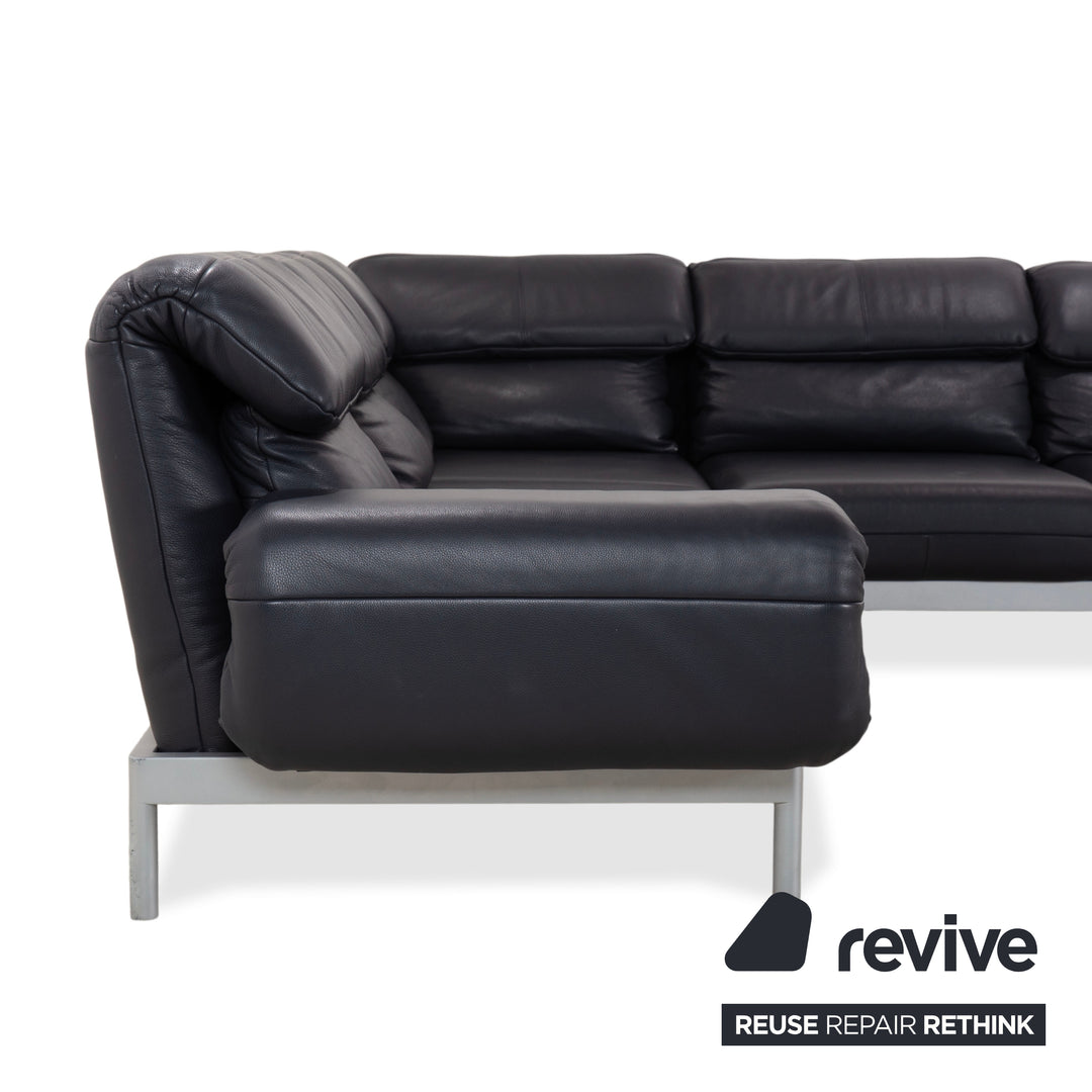 Rolf Benz Plura Leder Dunkelblau Ecksofa manuelle Funktion Sofa Couch