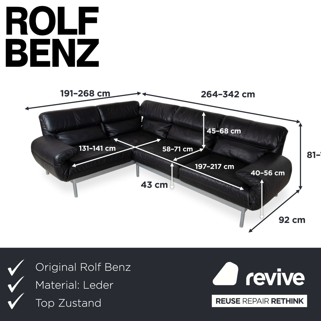 Rolf Benz Plura Ecksofa Leder Schwarz manuelle Funktion Sofa Couch