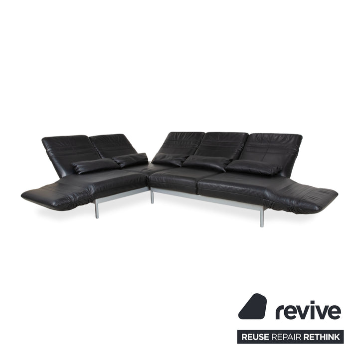 Rolf Benz Plura Ecksofa Leder Schwarz manuelle Funktion Sofa Couch