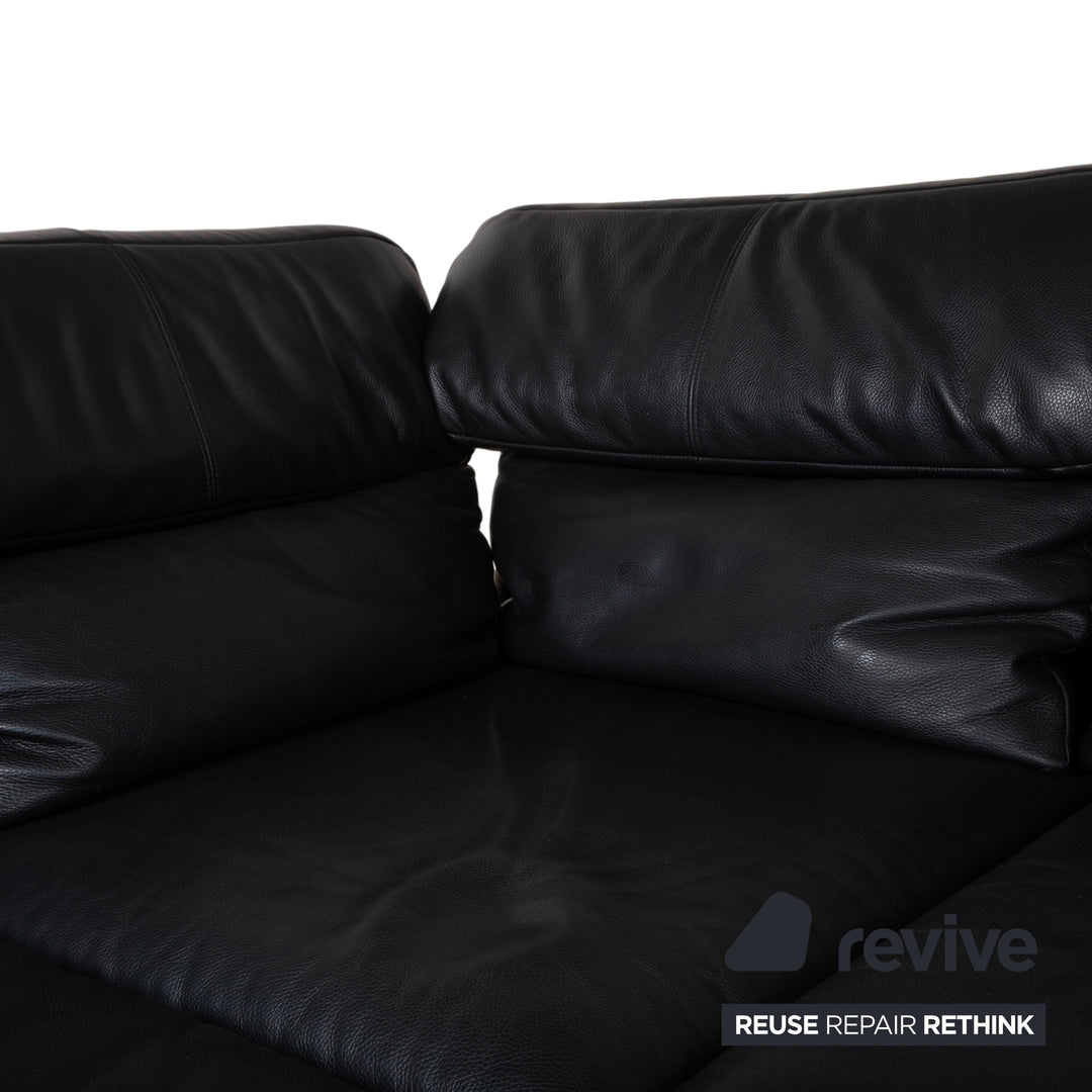 Rolf Benz Plura Ecksofa Leder Schwarz manuelle Funktion Sofa Couch