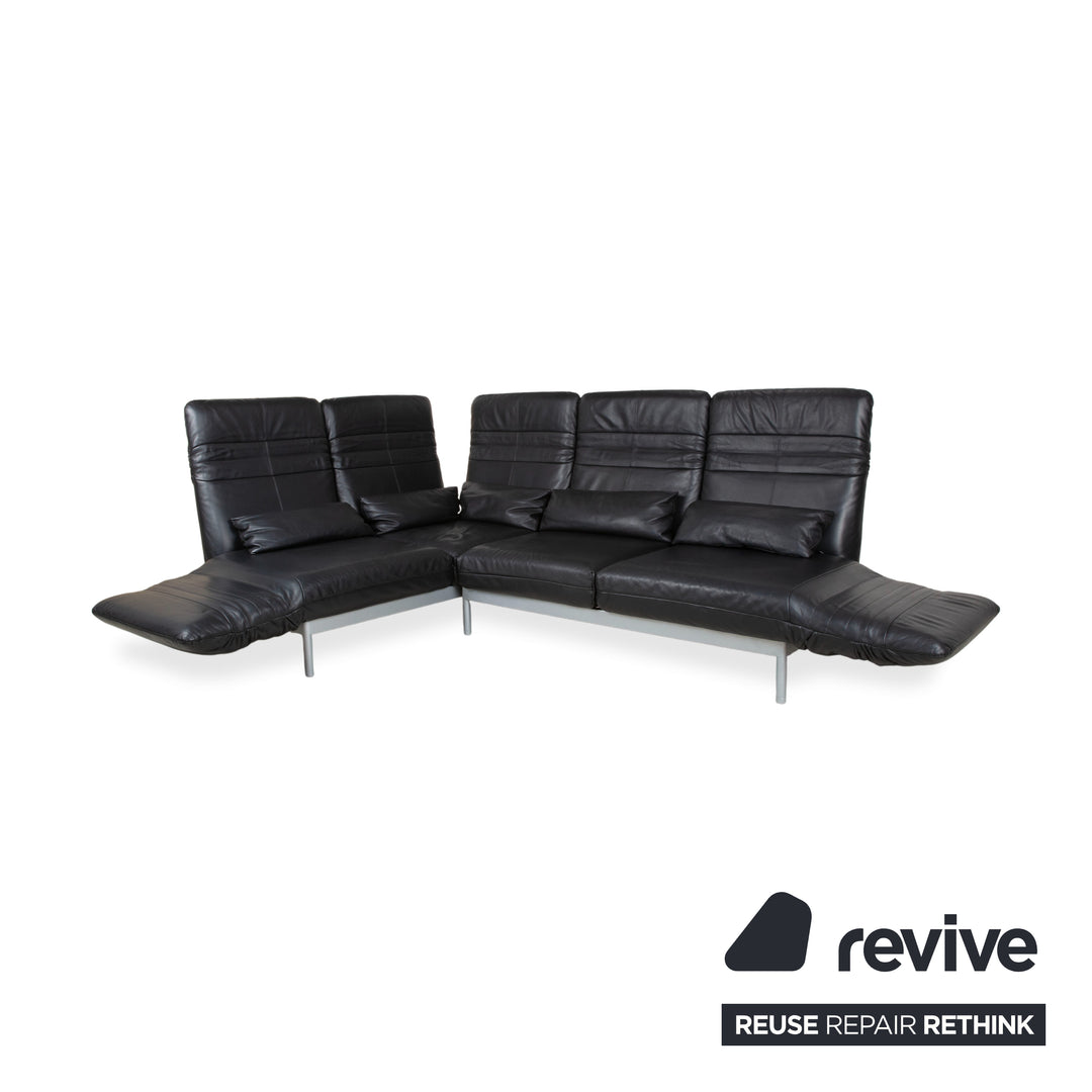Rolf Benz Plura Ecksofa Leder Schwarz manuelle Funktion Sofa Couch