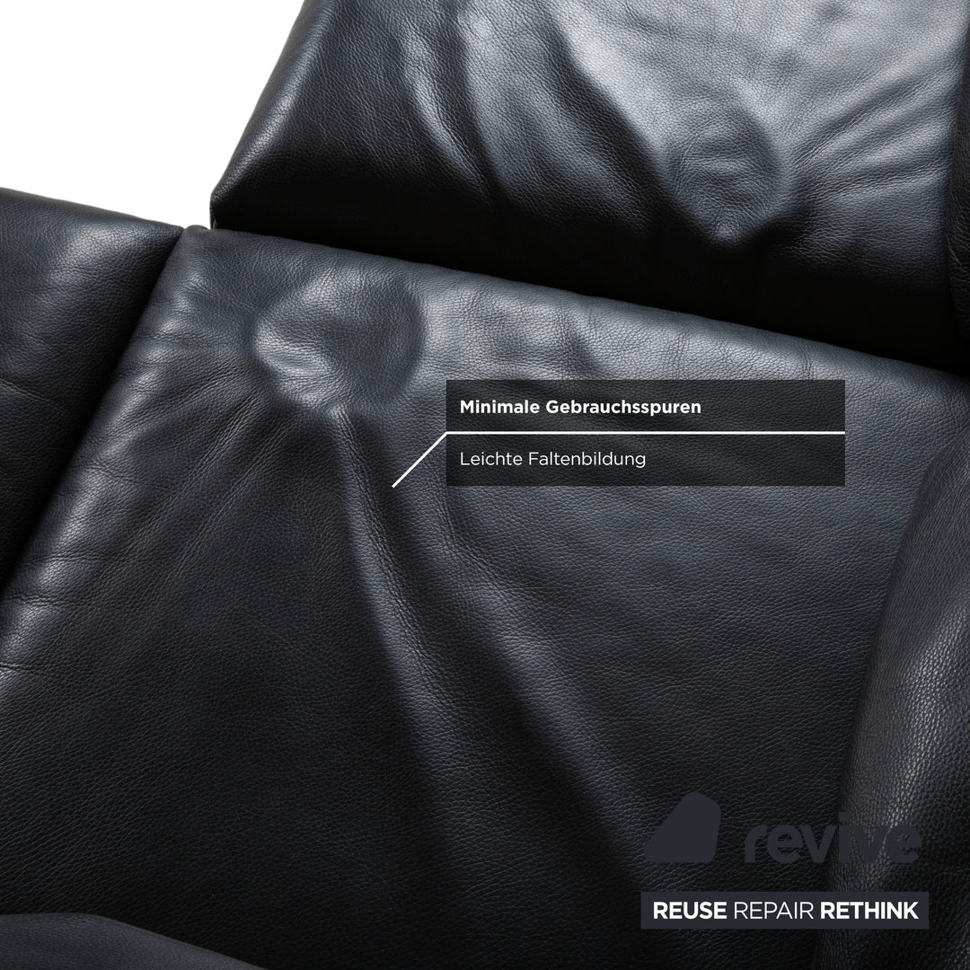 Rolf Benz Plura Ecksofa Leder Schwarz manuelle Funktion Sofa Couch