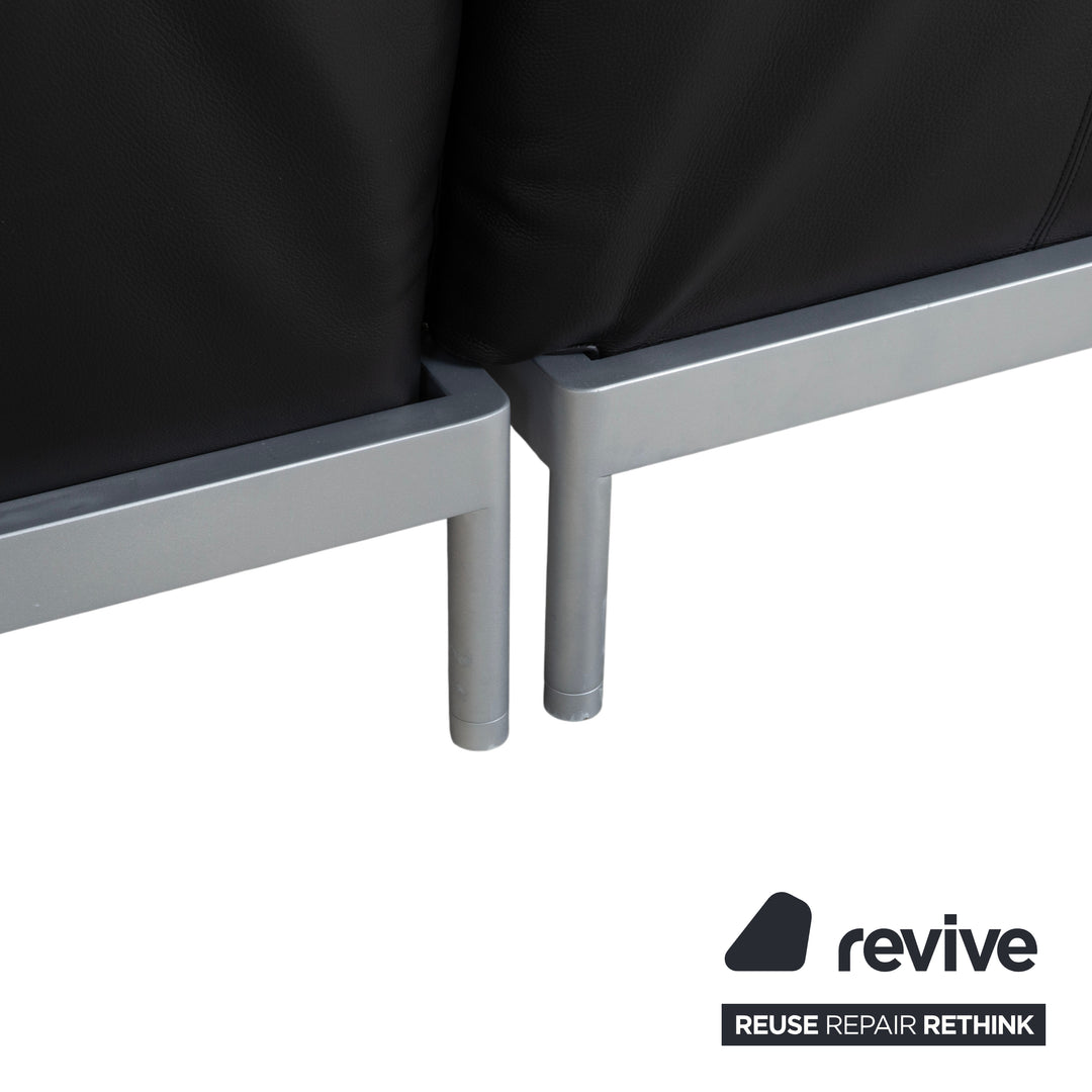 Rolf Benz Plura Ecksofa Leder Schwarz manuelle Funktion Sofa Couch