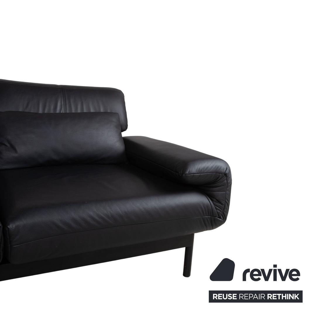 Rolf Benz Plura Leder Ecksofa Schwarz manuelle Funktion Sofa Couch