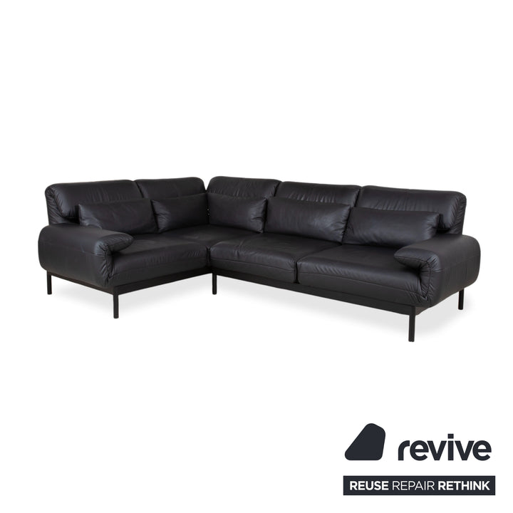 Rolf Benz Plura Leder Ecksofa Schwarz manuelle Funktion Sofa Couch