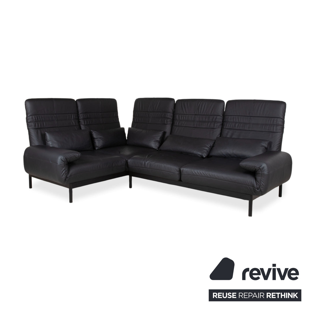 Rolf Benz Plura Leder Ecksofa Schwarz manuelle Funktion Sofa Couch