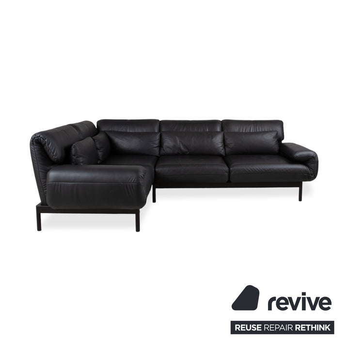 Rolf Benz Plura Leder Ecksofa Schwarz manuelle Funktion Sofa Couch