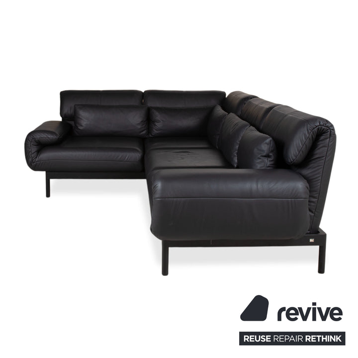 Rolf Benz Plura Leder Ecksofa Schwarz manuelle Funktion Sofa Couch
