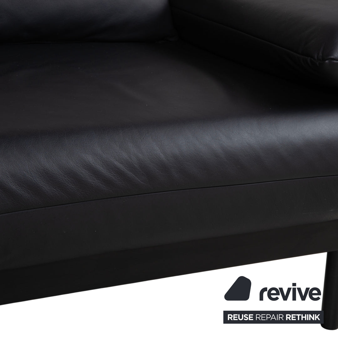 Rolf Benz Plura Leder Ecksofa Schwarz manuelle Funktion Sofa Couch
