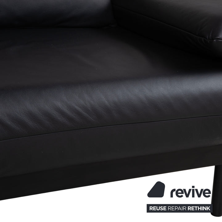 Rolf Benz Plura Leder Ecksofa Schwarz manuelle Funktion Sofa Couch