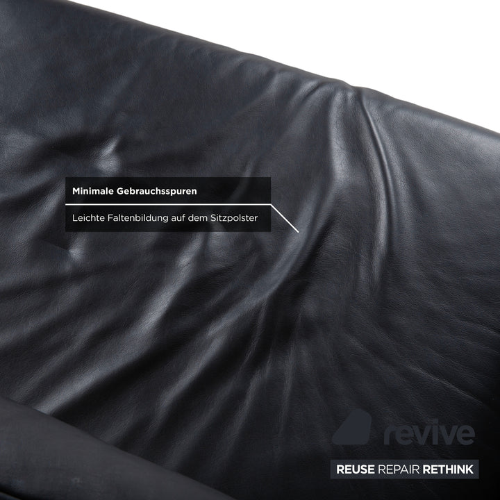 Rolf Benz Plura Leder Ecksofa Schwarz manuelle Funktion Sofa Couch