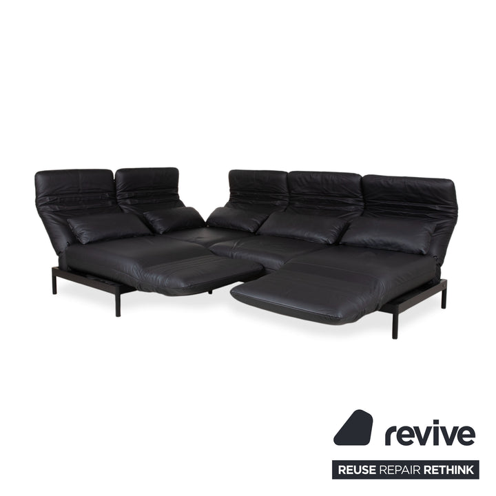 Rolf Benz Plura Leder Ecksofa Schwarz manuelle Funktion Sofa Couch