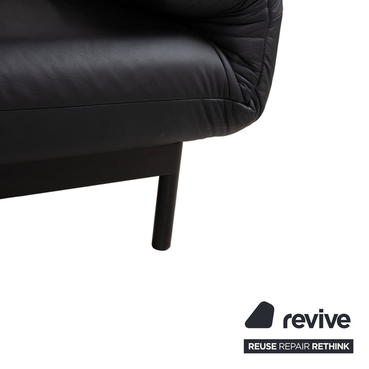 Rolf Benz Plura Leder Ecksofa Schwarz manuelle Funktion Sofa Couch