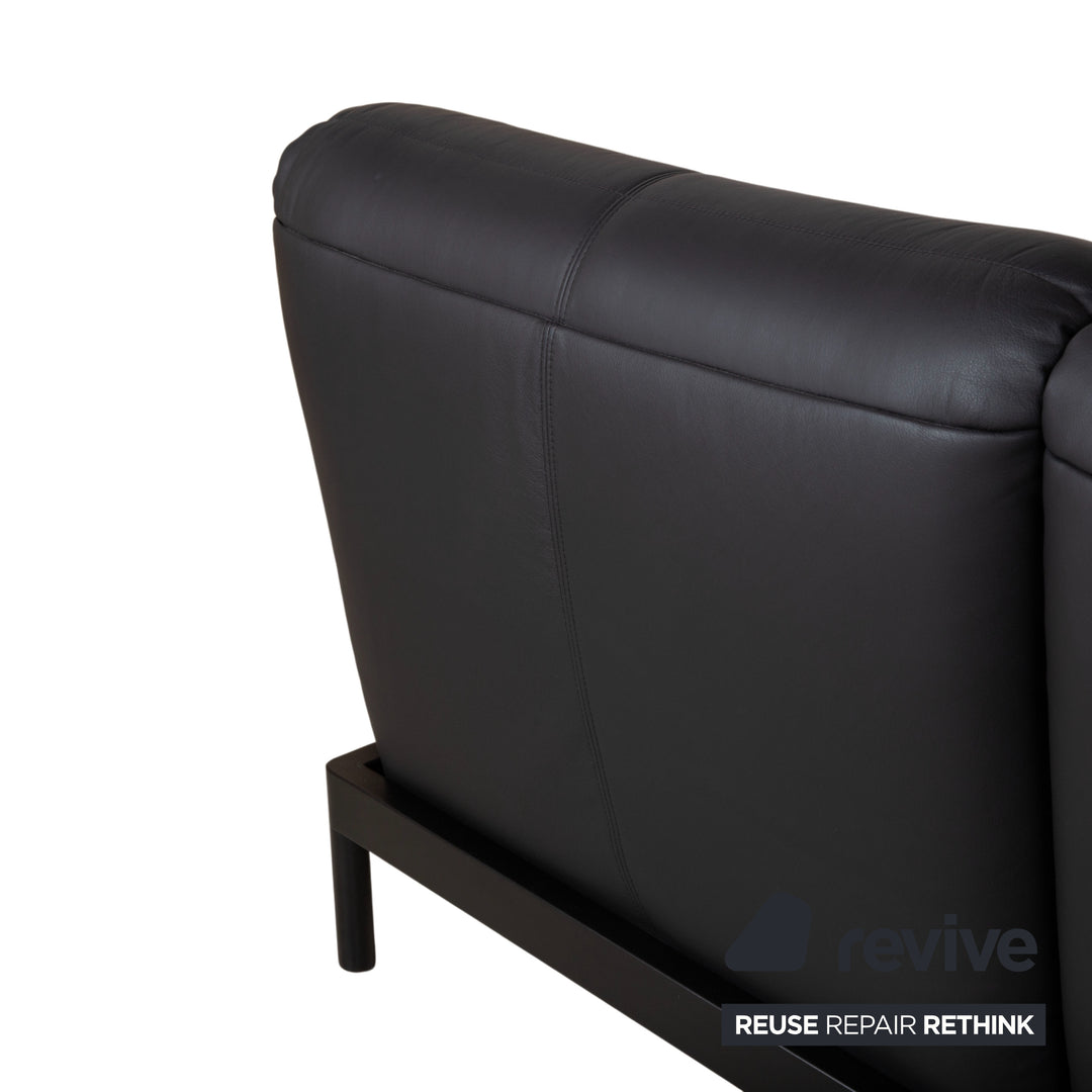 Rolf Benz Plura Leder Ecksofa Schwarz manuelle Funktion Sofa Couch