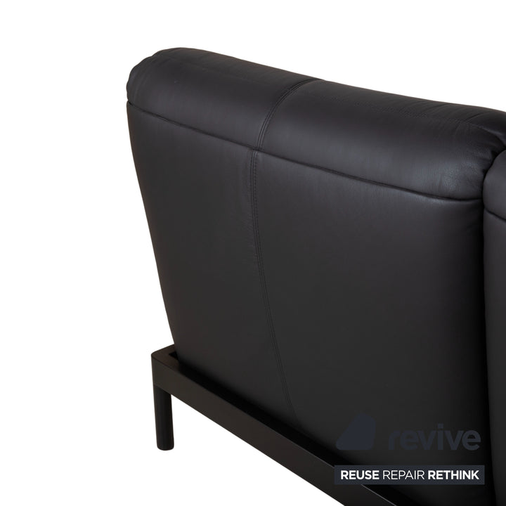 Rolf Benz Plura Leder Ecksofa Schwarz manuelle Funktion Sofa Couch