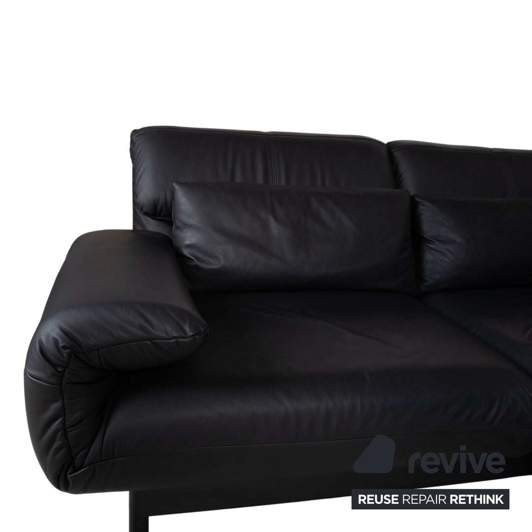 Rolf Benz Plura Leder Ecksofa Schwarz manuelle Funktion Sofa Couch