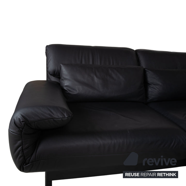 Rolf Benz Plura Leder Ecksofa Schwarz manuelle Funktion Sofa Couch